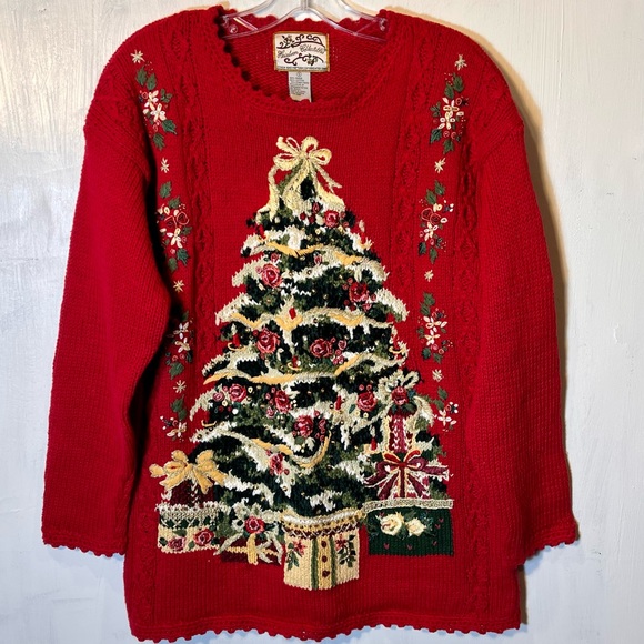 heirloom collectibles Sweaters - Vintage 2000 Y2K holiday Christmas tree sweater sequins  heirloom collectibles